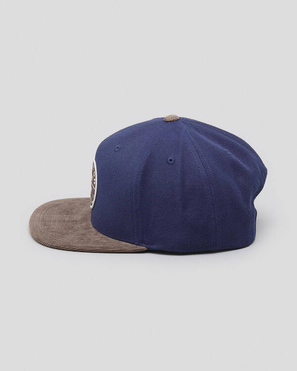 Brixton Oath III Snapback Cap in Navy/Deep Brown