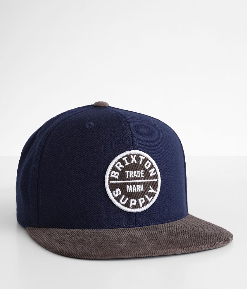 Brixton Oath III Snapback Cap in Navy/Deep Brown