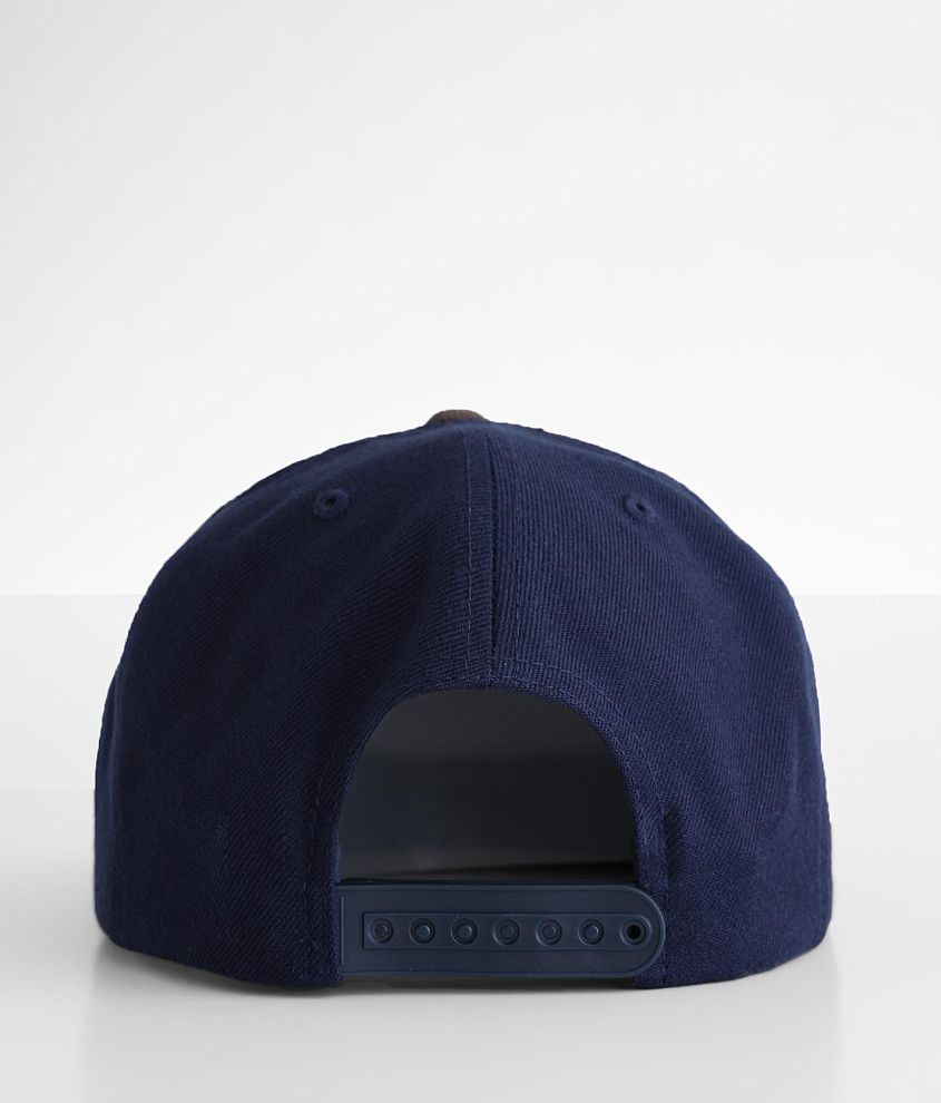 Brixton Oath III Snapback Cap in Navy/Deep Brown