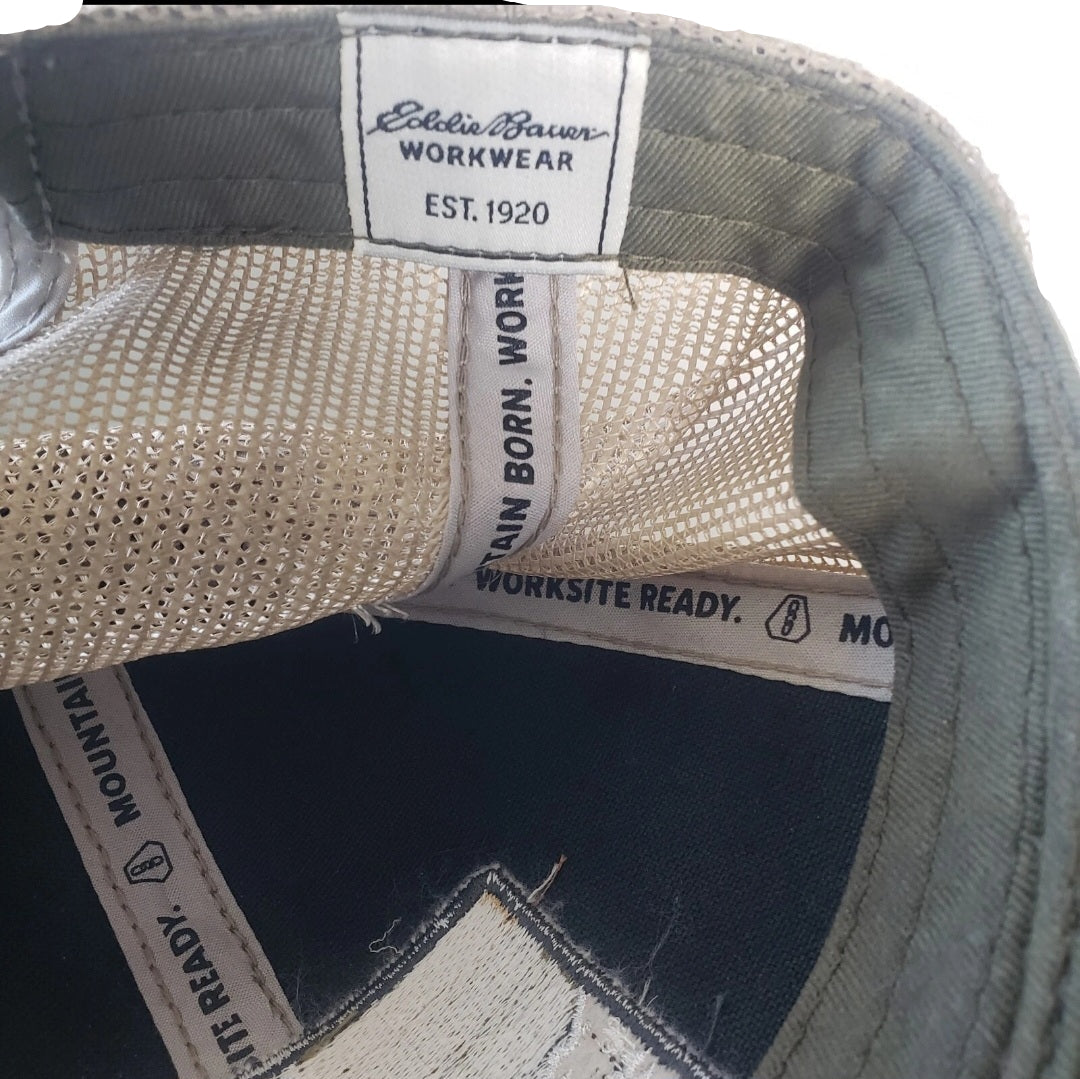 Eddie Bauer- Olive Trucker Hat Workwear Mountain Hiking Outdoor Gorpcore