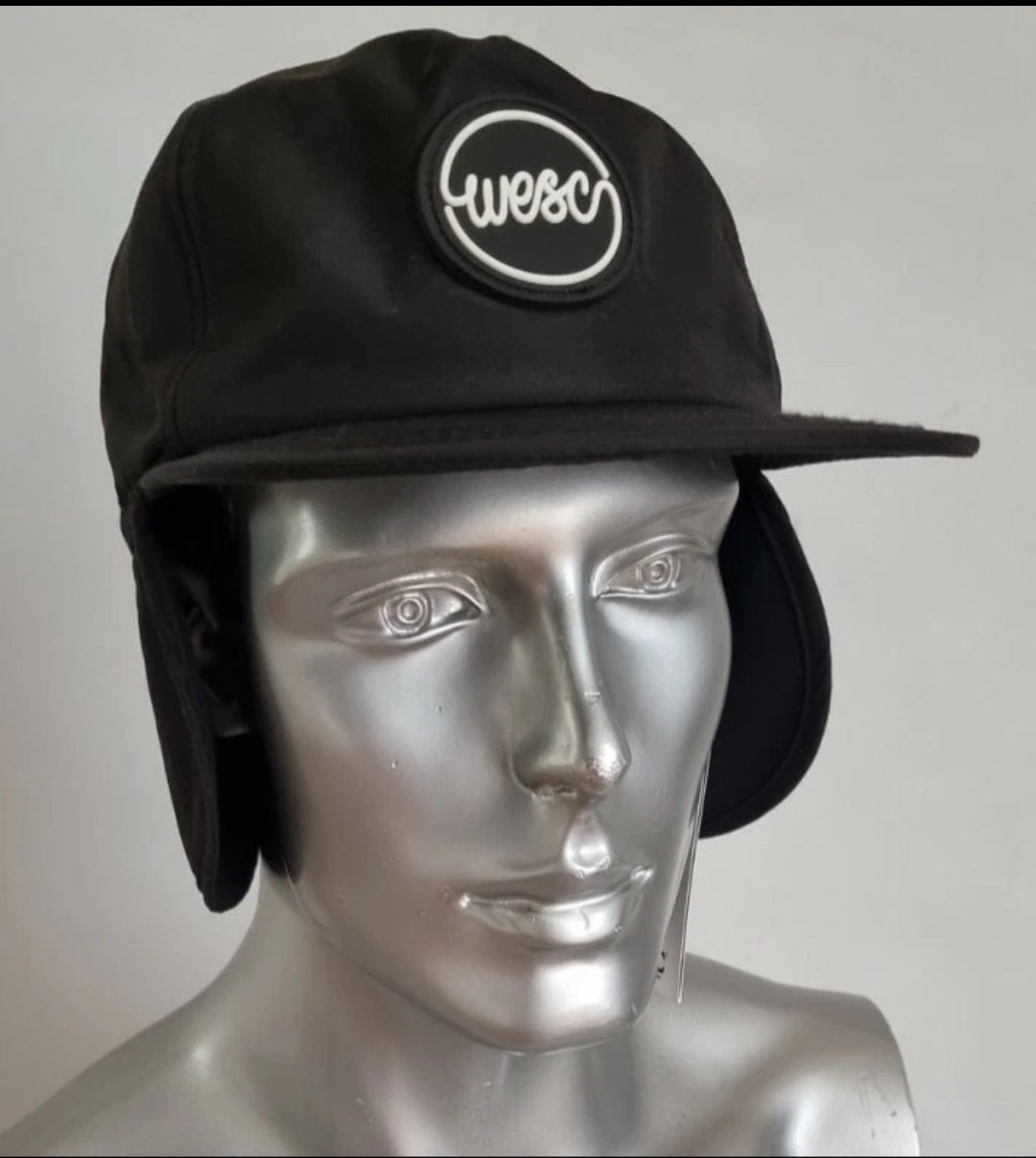 WESC - Hat Cap Black & Olive with ear flap cold weather tapper hat NWT OSFM Adjustable