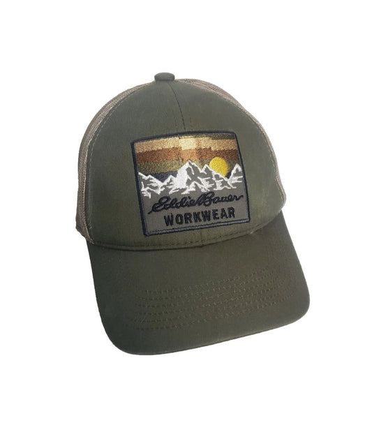 Eddie Bauer- Olive Trucker Hat   Workwear Mountain Hiking Outdoor Gorpcore