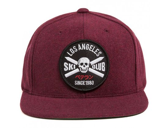 The Hundreds-Snapback Maroon- Los Angeles Ski Club Skeleton Logo