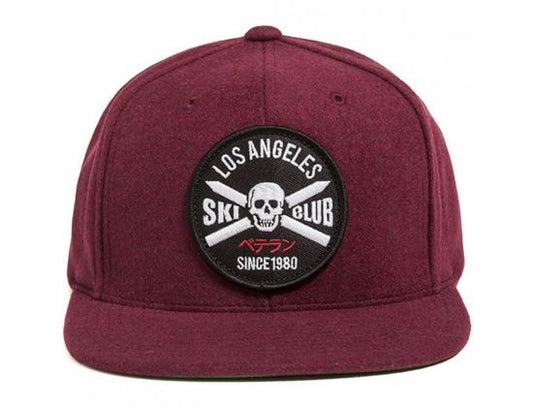 The Hundreds-Snapback Maroon- Los Angeles Ski Club Skeleton Logo