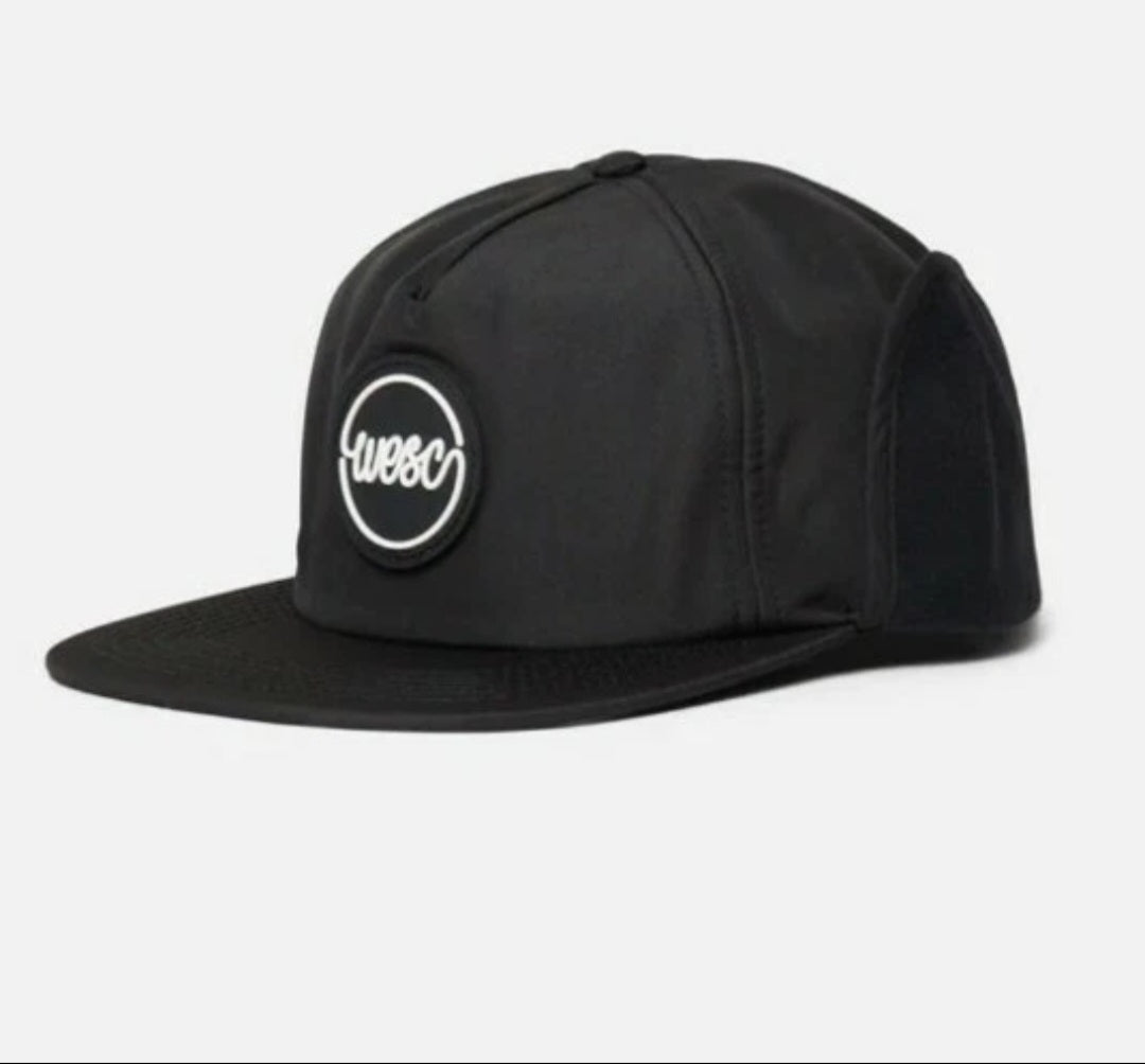 WESC - Hat Cap Black & Olive with ear flap cold weather tapper hat NWT OSFM Adjustable