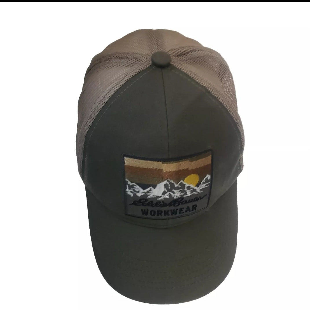 Eddie Bauer- Olive Trucker Hat   Workwear Mountain Hiking Outdoor Gorpcore