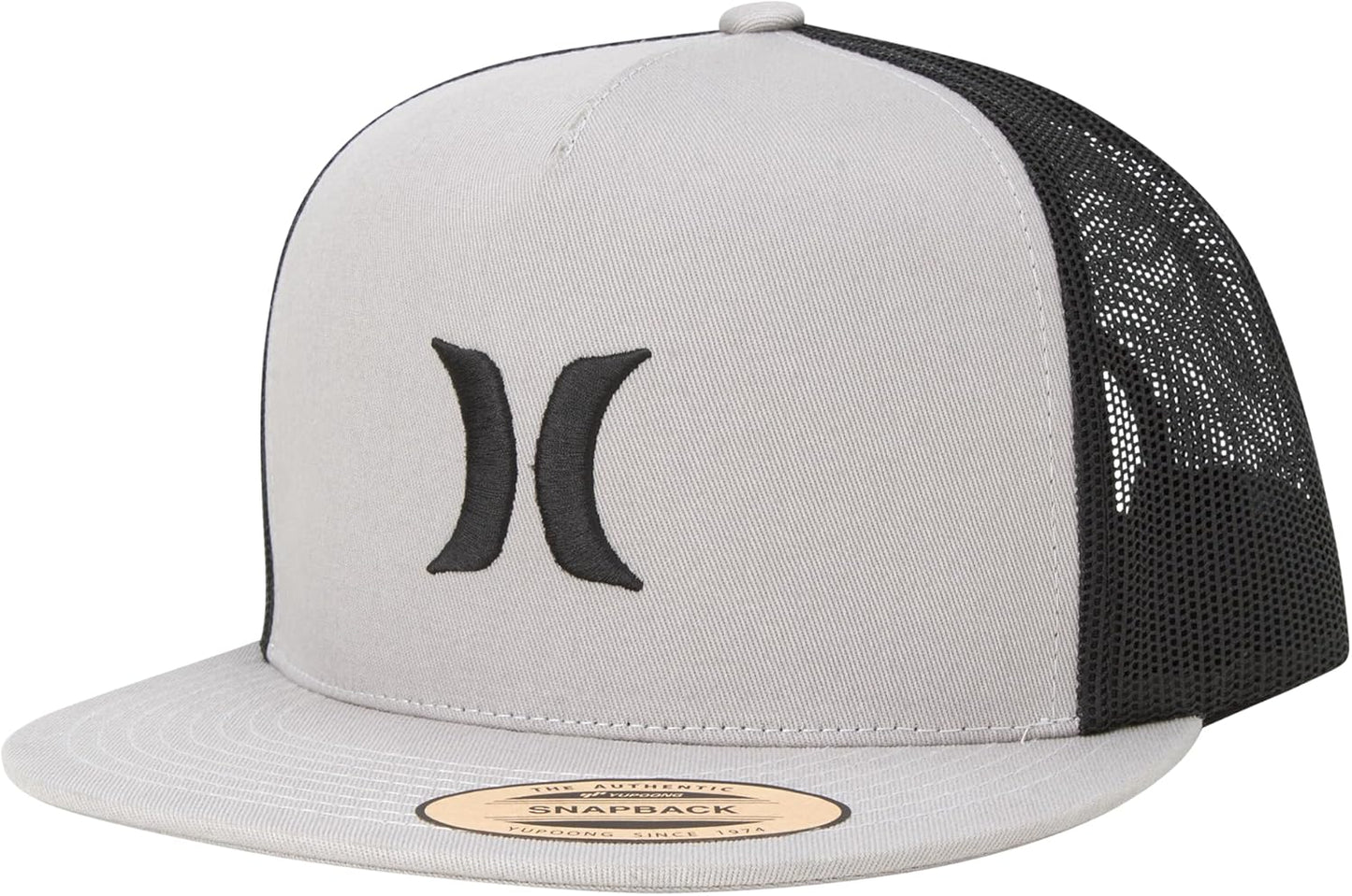 Hurley Icon Solid Flat Trucker Baseball Cap Hat Wolf Grey Snapback Mesh