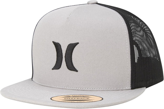 Hurley Icon Solid Flat Trucker Baseball Cap Hat Wolf Grey Snapback Mesh