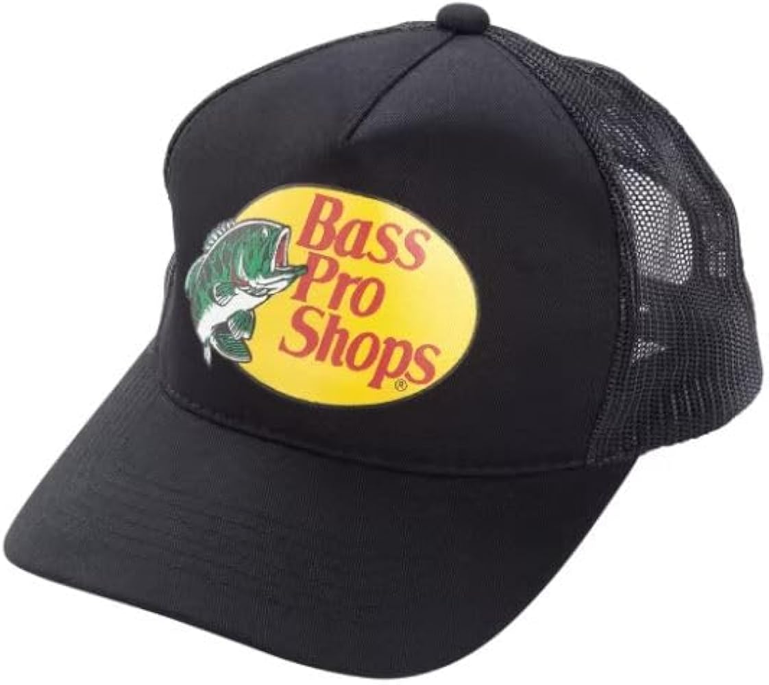 Bass Original Fishing Pro Trucker Hat Mesh Cap -Adjustable Snapback Hat for Men and Women-Great for Hunting, Fishing, Travel - Black