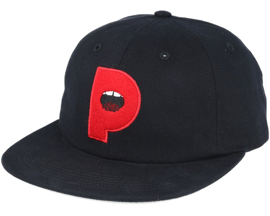 Lips 6 Panel Black Strapback - Primitive Apparel